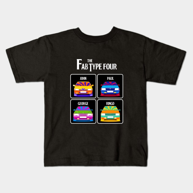 Fab Type 4 cars Kids T-Shirt by Base Trim